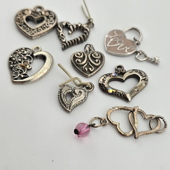 8pc Mixed Heart & Love Theme Charms Set for DIY Jewelry Crafts - Picture 3 of 4